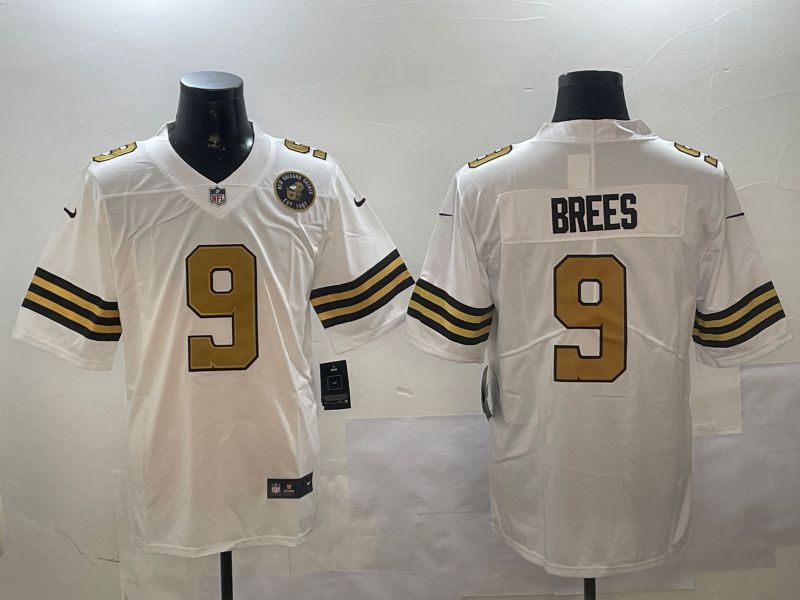 Men New Orleans Saints #9 Brees White 2024 Nike Limited NFL Jersey style 01042